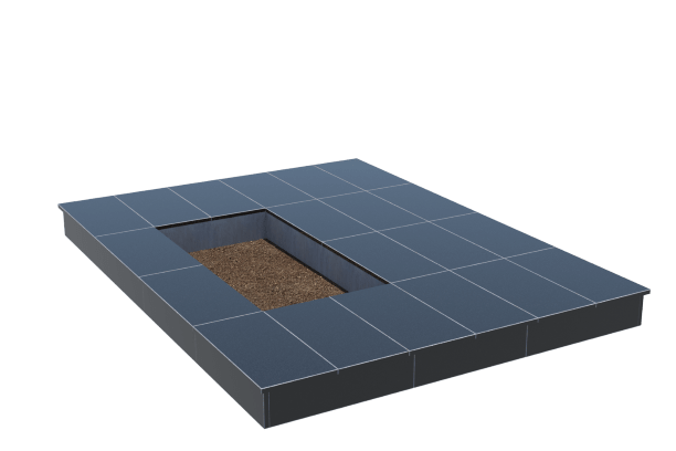 Площадки на могилу в&nbsp;Москве | Площадка с вертикальной (15 см) облицовкой гранитом Габбро (под цветник)