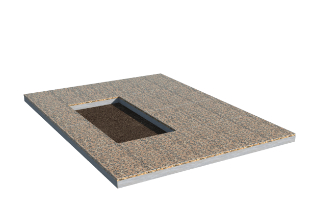 Площадки на могилу в&nbsp;Москве | Площадка с облицовкой Южно-Султаевским гранитом (под цветник)