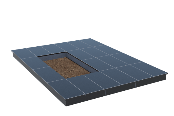 Площадки на могилу в&nbsp;Москве | Площадка с вертикальной (10 см) облицовкой гранитом Габбро (под цветник)